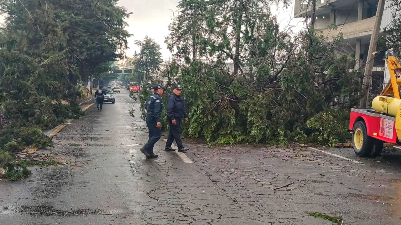 Tornado en Toluca provoca caída de una barda