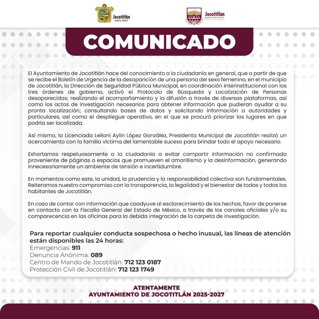 Hallan sin vida a Patricia; desaparecida en Jocotitlán